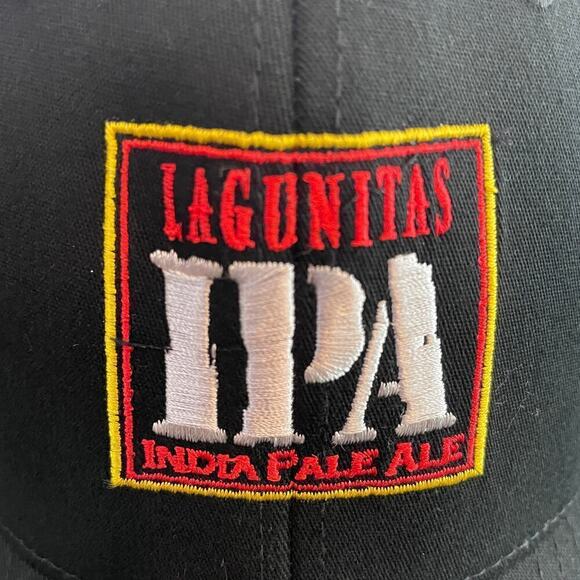 Lagunitas IPA India Pale Ale Embroidered Hat Fitted Cap Black S M Stretch Beer - Picture 2 of 9